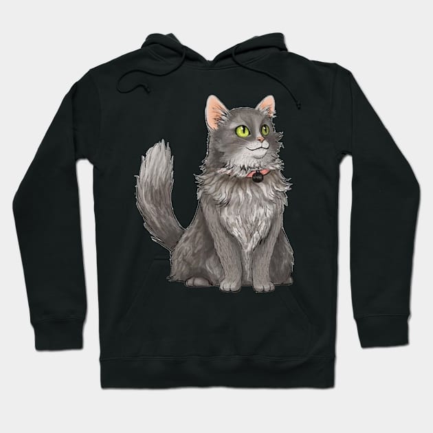 Fluffy Grey Cat Pet Portrait Hoodie by PaperRain